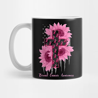 Breast Cancer Awareness Ribbon Sunflower Mug